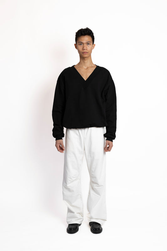 V Neck Sweatshirt Black