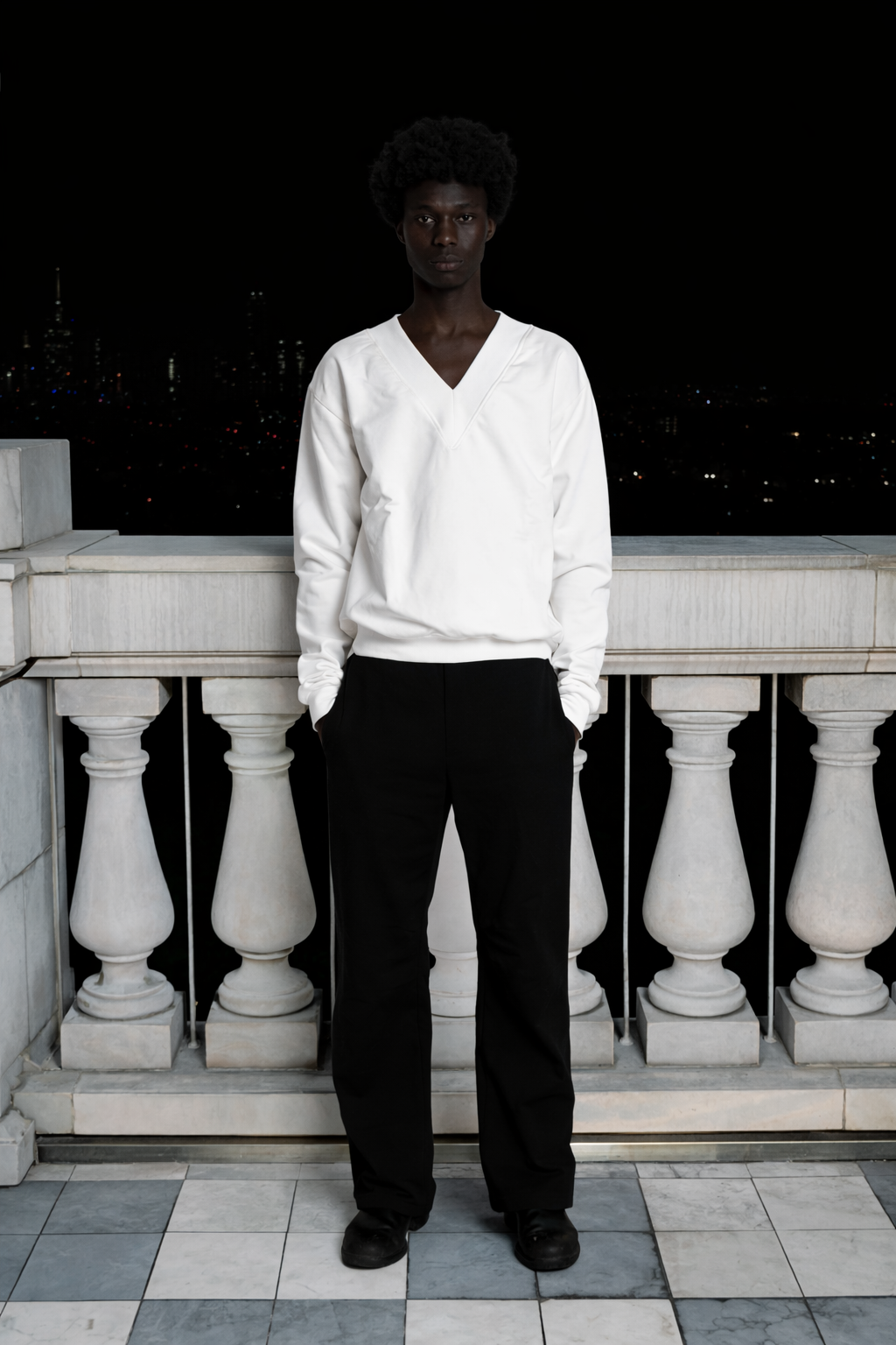 V Neck Sweatshirt White